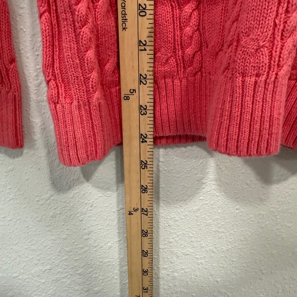 Croft & Barrow Women's Cable Knit V Neck Sweater Coral Pink XL Cozy Cotton - Picture 5 of 6